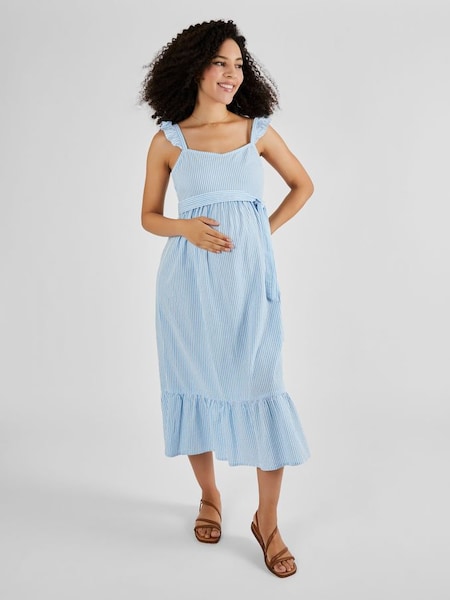 Blue Striped Maternity Midi Summer Dress (Q50715) | €80