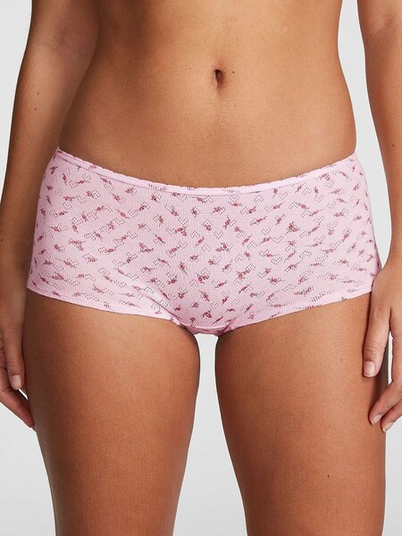 Pink Bubble Ditsy Floral Pointelle Cotton Short Knickers (Q57290) | €10.50