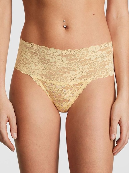 Yellow Ditsy Floral Thong Lace Knickers (Q57315) | €10.50