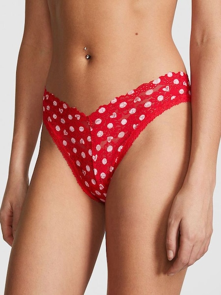 Red Pepper Heart Dot Lace V-Front Brazilian Knickers (Q57327) | €10.50