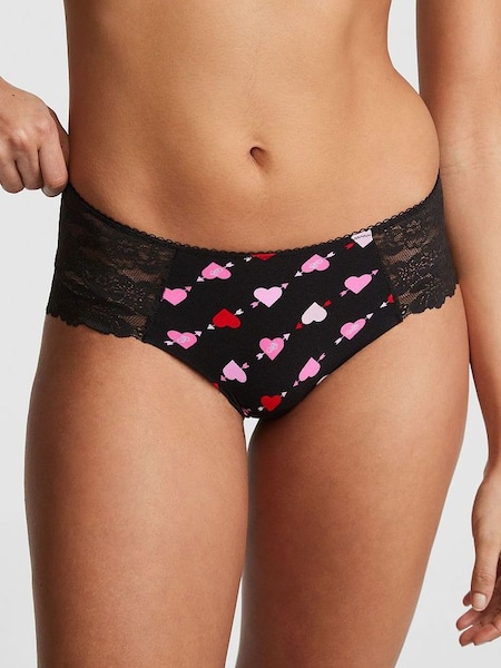 Pure Black Heart No Show Lace Trim Cheeky Knickers (Q57335) | €10.50