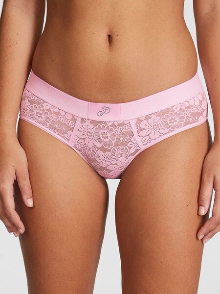 Pink Bubble Diamante Lace Logo Hipster Knickers (Q57337) | €10.50