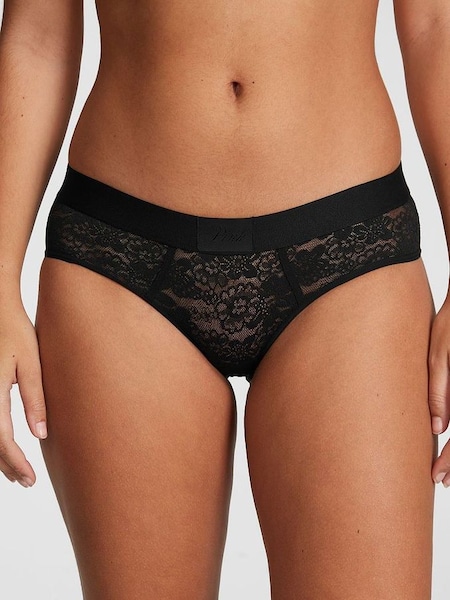 Pure Black Lace Logo Hipster Knickers (Q57349) | €10.50