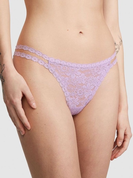 Pastel Lilac Purple Lace Strappy Thong Knickers (Q57359) | €10.50