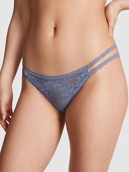 Dusty Iris Blue Lace Strappy Thong Knickers (Q57360) | €10.50