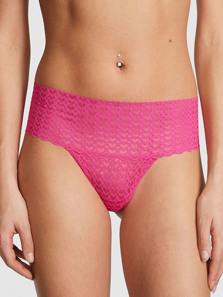 Enchanted Pink Heart Lace Thong Knickers (Q57362) | €10.50