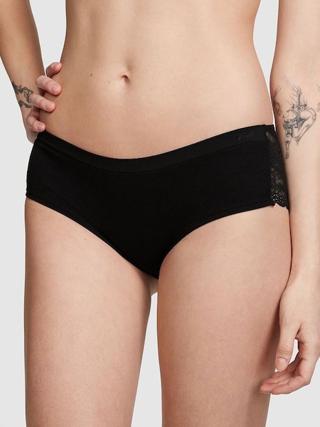 Pure Black Lace Back Seamless Hipster Knickers (Q57409) | €10.50