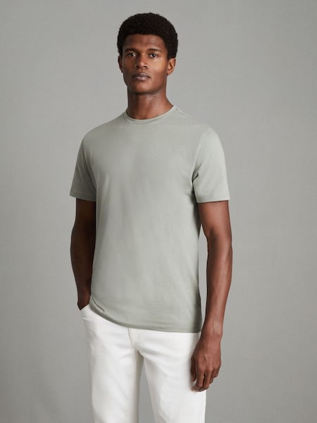 T-shirt à col ras du cou en coton couleur pistache (Q69504) | 40 €