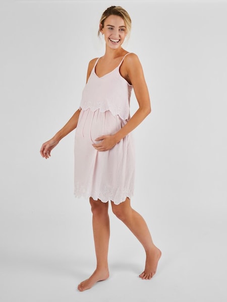 Pink Ticking Stripe Maternity & Nursing Nightdress (Q74178) | €58