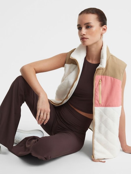 The Upside Quilted Patchwork Gilet in Natural (Q74470) | HK$3,140