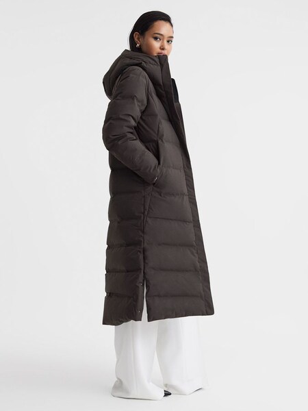 Scandinavian Edition Long Quilted Coat in Dark Brown (Q74681) | CHF 758