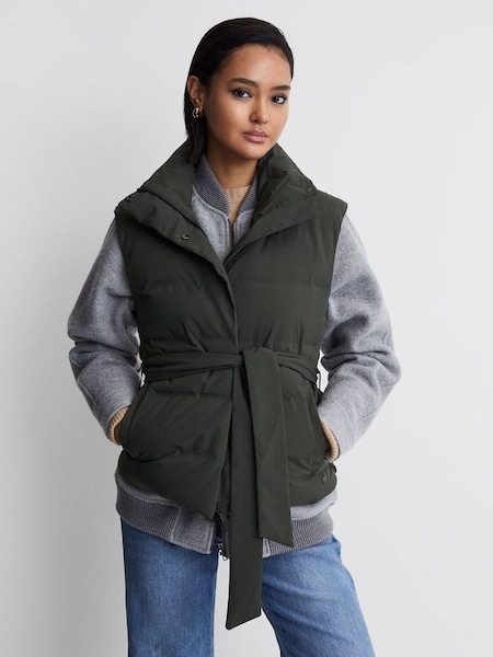 Scandinavian Edition Quilted Gilet in Dark Olive (Q74745) | CHF 545