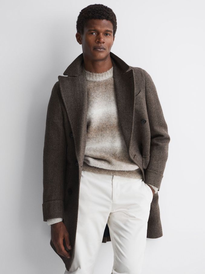 Men s Coats Brown OSCAR JACOBSON Double Breasted Reiss Ireland