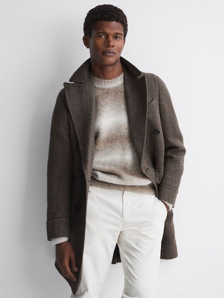 Manteau à chevrons en laine à double boutonnage, marron foncé Oscar Jacobson (Q75826) | 1 430 €