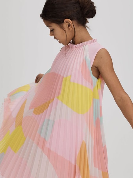 Teen Pleated Ruffle Dress in Multi (Q76616) | $130