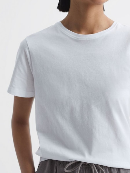 Cotton Crew Neck T-Shirt in Ivory (Q77378) | €40