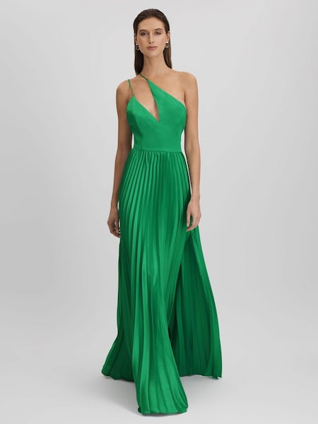 Amur One Shoulder Satin Maxi Dress in Snow Pea (Q78830) | $1,185