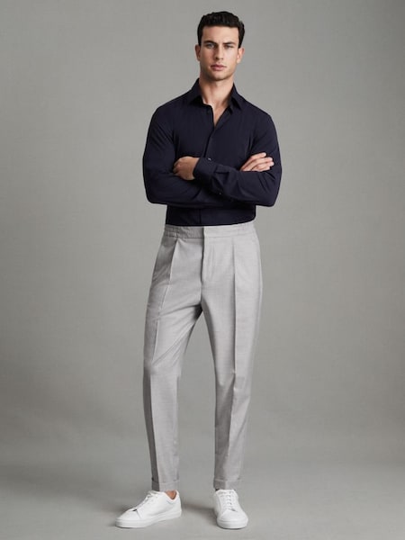 Relaxed Drawstring Trousers with Turn-Ups in Grey (Q78838) | HK$2,080