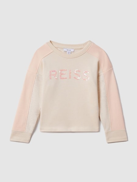 Teen Cotton Blend Sequin Sweatshirt in Pink (Q79051) | $75