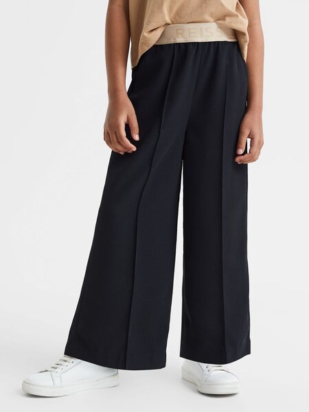 Elasticated Wide Leg Trousers in Navy (Q79103) | CHF 65