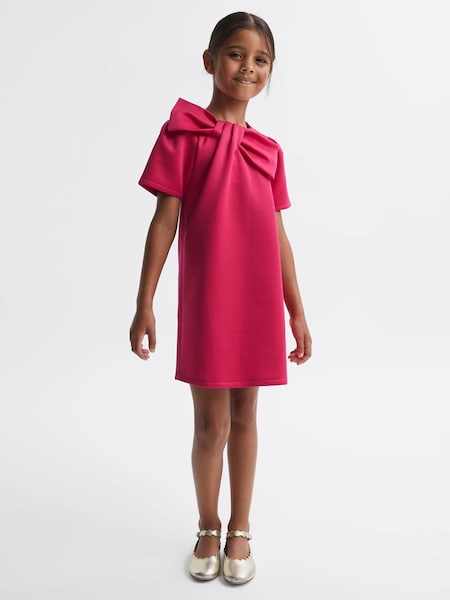 Junior Scuba Bow Dress in Pink (Q79962) | 80 €