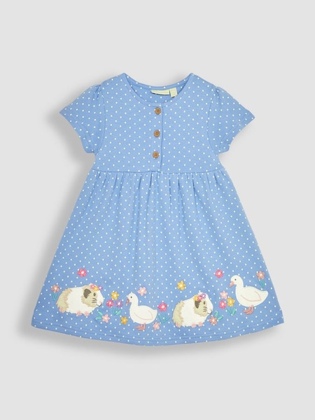 Blue Guinea Pig & Duck Spot Appliqué Button Front Jersey Dress (Q80880) | €37