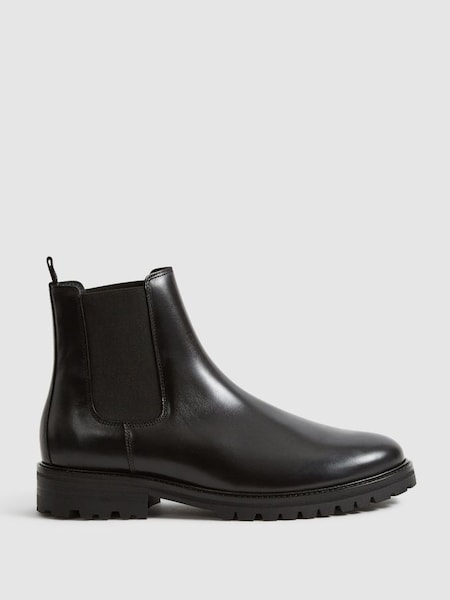 黑色皮製Chelsea靴 (Q81367) | HK$3,430