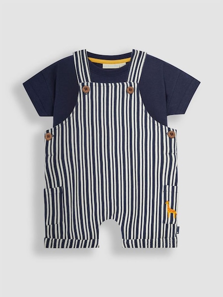 Navy Blue Stripe Dungarees & T-Shirt 2-Piece Set (Q81678) | €29