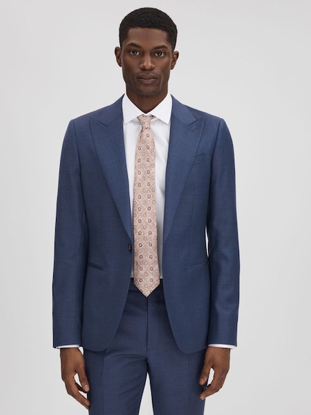 Slim Fit Wool Single Breasted Blazer in Bright Blue (Q82005) | HK$4,930