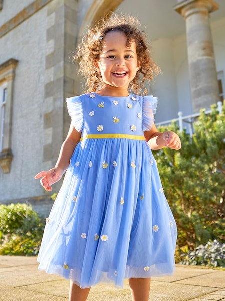 Cornflower Daisy & Bee Embroidered Tulle Party Dress (Q82941) | €47
