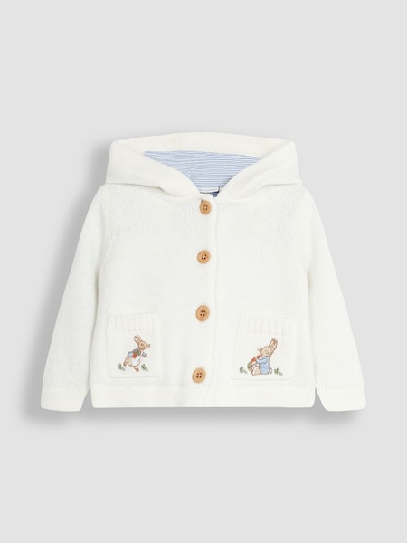 Peter Rabbit Embroidered Cotton Cardigan in Cream (Q83183) | €36.50