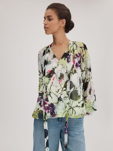Florere blouse met print en gestrikte hals in meerdere (Q83291) | € 185