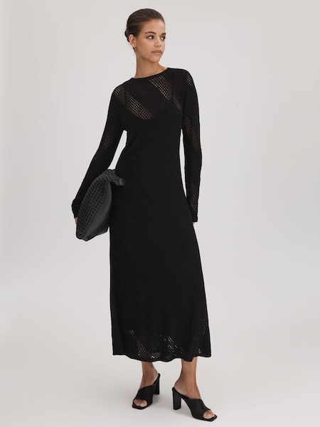 Florere Crochet Midi Dress in Black (Q83299) | €245