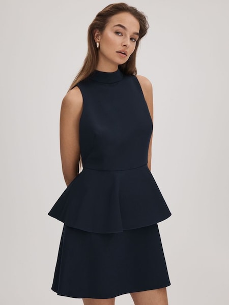 Marineblauwe gelaagde Florere mini-jurk (Q83302) | € 195