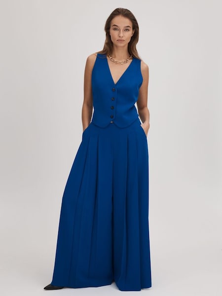 Florere Pleated Wide Leg Trousers in Bright Blue (Q83344) | €195