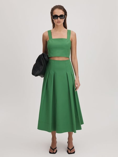 Florere Flared Midi Skirt in Bright Green (Q83347) | €195
