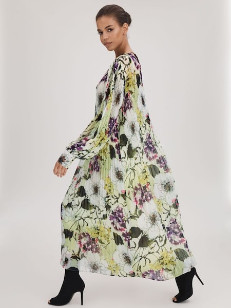 Florere Printed Blouson Sleeve Midi Dress in Multi (Q83369) | $385