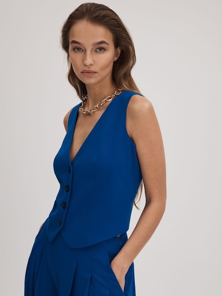 Florere Single Breasted Waistcoat in Bright Blue (Q83395) | €140