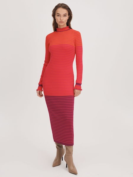 Florere Knitted Striped Midi Dress in Multi (Q83420) | €195