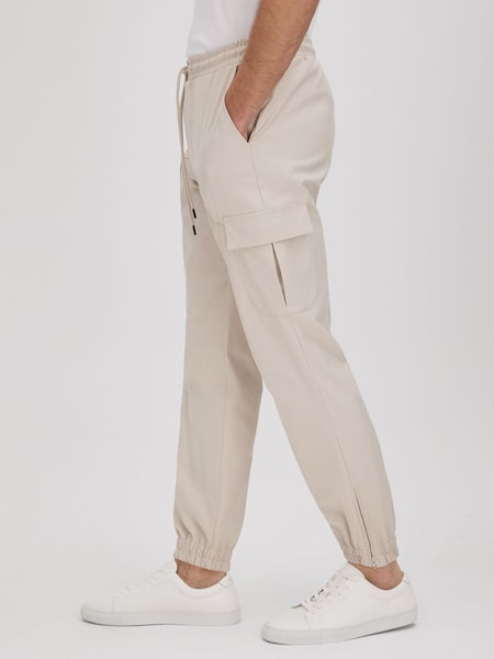 Technical Drawstring Cargo Trousers in Stone (Q84466) | $225