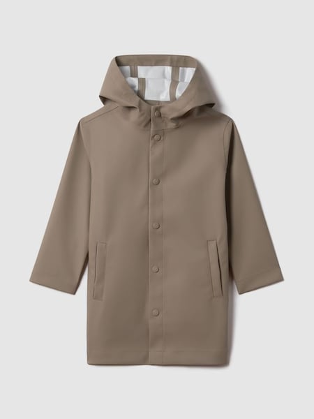 Manteau à capuche déperlant grège (Q87375) | 135 €
