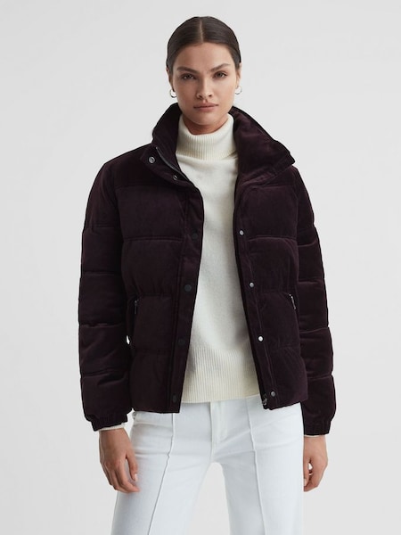 Paige Velvet Quilted Coat in Black Cherry (Q87416) | CHF 635