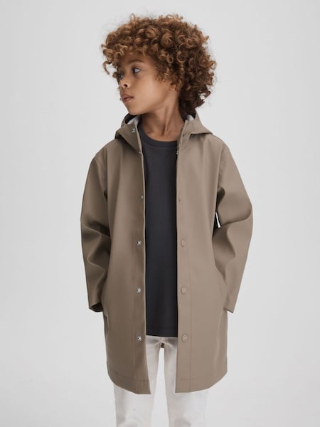 Water Repellent Hooded Coat in Stone (Q89048) | CHF 130