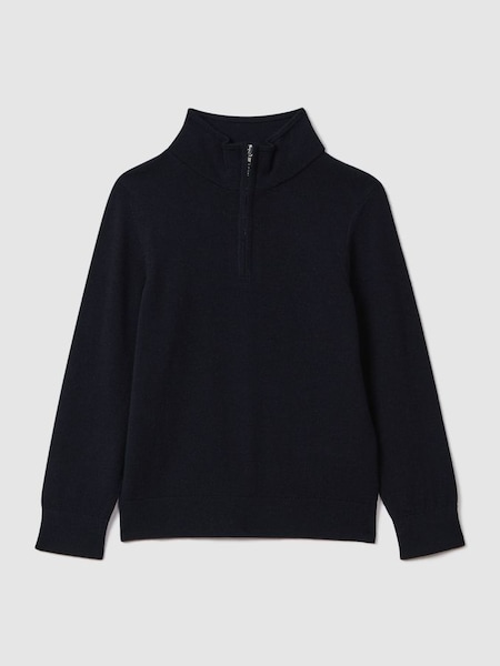 Teen Pullover aus Wolle mit kurzem Reißverschluss und Stehkragen, Marineblau (Q89060) | 60 €