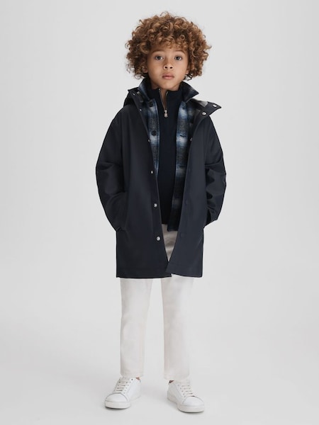 Manteau à capuche déperlant bleu marine (Q89066) | 125 €