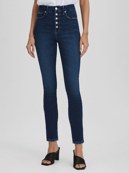 Good American Skinny-Jeans mit sichtbaren Knöpfen, Indigo (Q91820) | 195 €