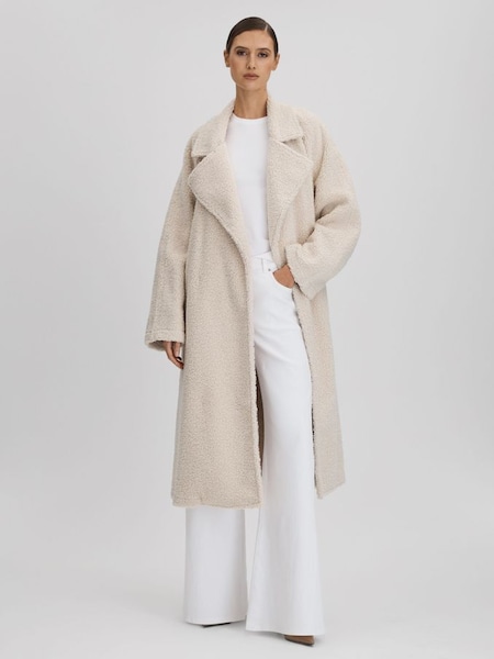 Good American Oversized Sherpa Trench Coat in Bone (Q91920) | $342