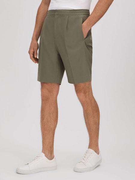 Relaxed Drawstring Shorts in Sage (Q91921) | $180