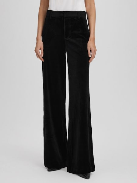 Good American Velvet Wide Leg Suit Trousers in Black (Q91934) | HK$1,267