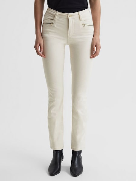 Paige - Ecru jeans met hoge taille en rechte pijpen (Q96523) | € 395